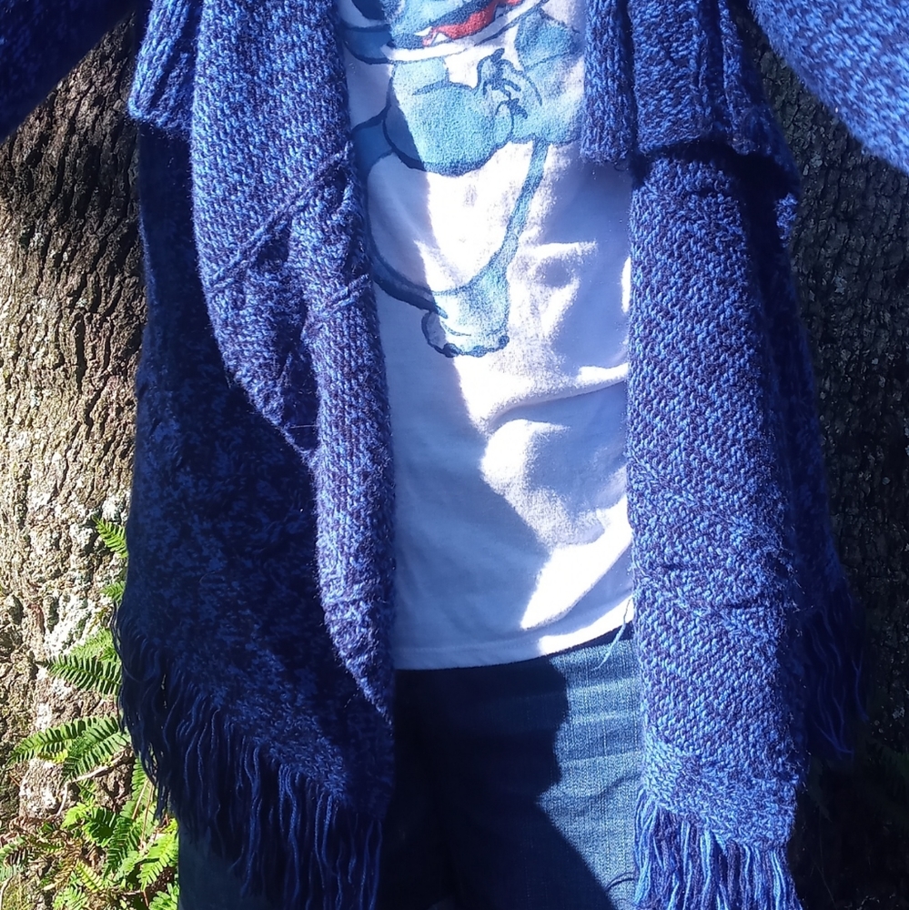 Blue knitted cardigan